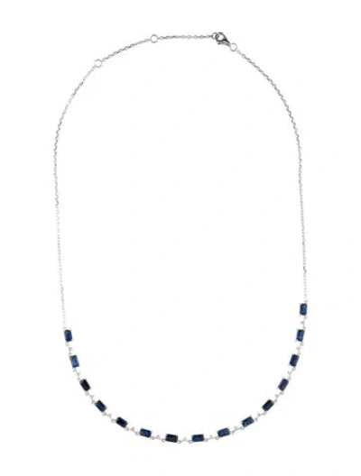 Pre-owned Necklace 14k 4.65ctw Sapphire & Diamond Collar , 18" In Multi