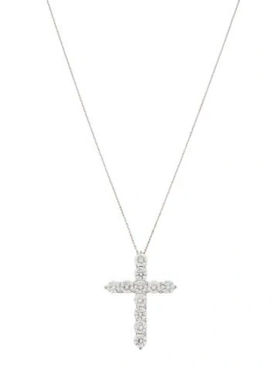 Pre-owned Necklace 14k 4.75ctw Lab-grown Diamond Cross Pendant , 19" In Multi