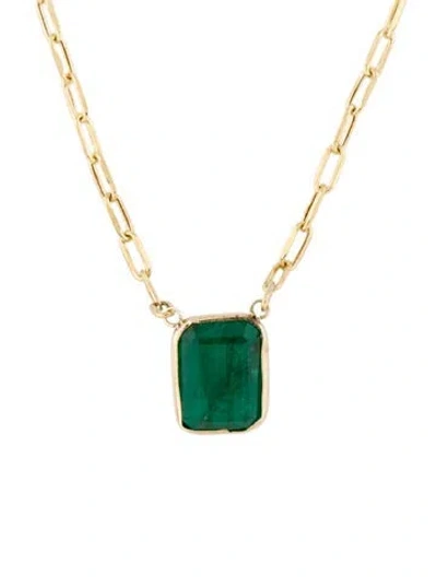 Pre-owned Necklace 14k 4.98ct Emerald Pendant , 18" In Multi