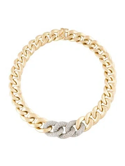 Pre-owned Necklace 14k 4.98ctw Diamond Bold Cuban Chain Choker , 16.5" In Multi