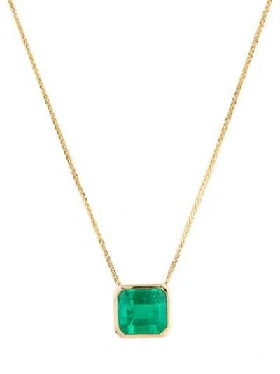 Pre-owned Necklace 14k 5.42ct Colombian Emerald Pendant , 18.25" In Multi