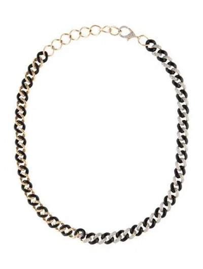 Pre-owned Necklace 14k 5.50ctw Diamond & Ceramic Link , 16" In Black
