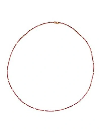 Pre-owned Necklace 14k 6.14ctw Ruby & Diamond Chain , 22" In Multi