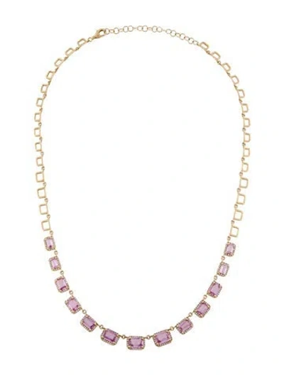 Pre-owned Necklace 14k 6.33ctw Sapphire & Diamond Collar , 17" In Multi
