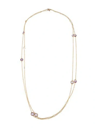 Pre-owned Necklace 14k 7.51ctw Amethyst Long Station , 58.5" In Multi