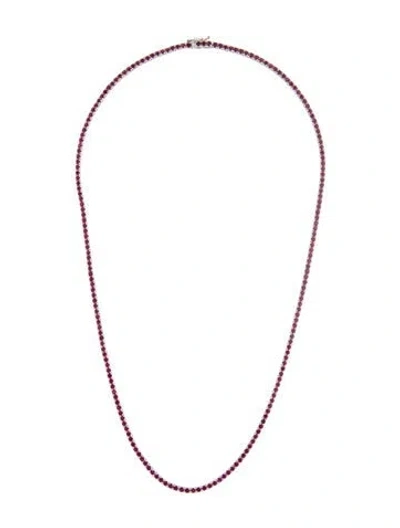 Pre-owned Necklace 14k 7.80ctw Ruby Tennis , 16" In Multi