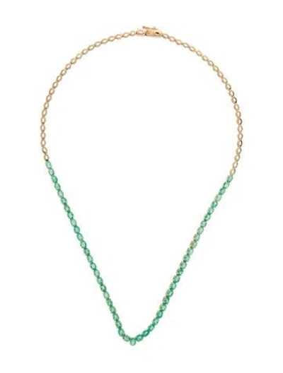 Pre-owned Necklace 14k 8.13ctw Emerald Collar , 16" In Multi