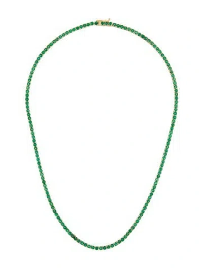 Pre-owned Necklace 14k 8.32ctw Emerald Tennis, 16" In Multi