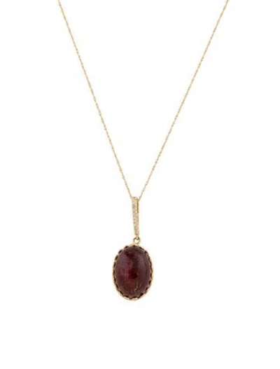 Pre-owned Necklace 14k 8.61ct Tourmaline & Diamond Pendant , 18" In Multi