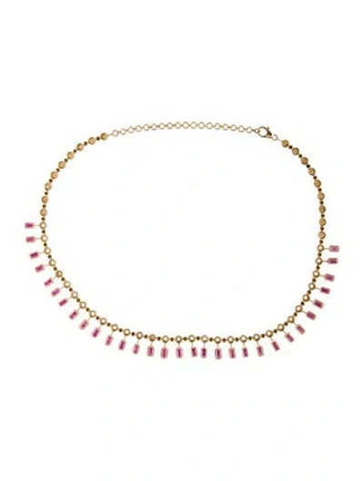 Pre-owned Necklace 14k 9.00ctw Ruby & Diamond Collar , 15.25" In Multi