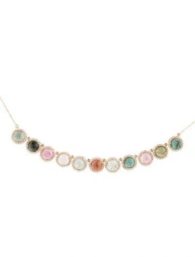 Pre-owned Necklace 14k 9.14ctw Tourmaline & Colorless Sapphire Chain , 18" In Multi