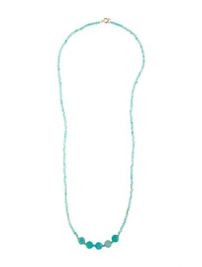Pre-owned Necklace 14k Amazonite Bead , 17.5" In Multi