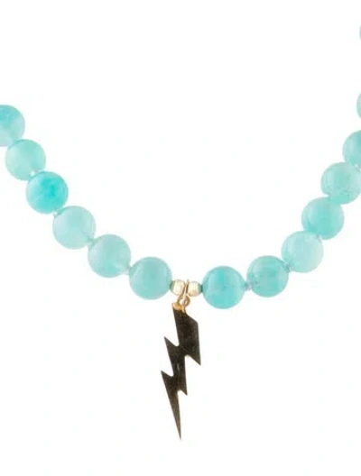 Pre-owned Necklace 14k Amazonite Lightning Bolt Bead Pendant , 19.5" In Multi