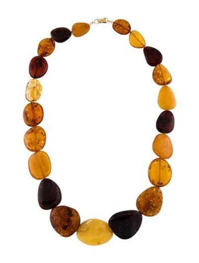 Pre-owned Necklace 14k Amber Bead , 1.5" In Multi