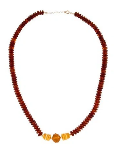 Pre-owned Necklace 14k Amber Bead , 21.5" In Multi
