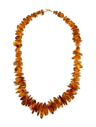 Pre-owned Necklace 14k Amber Bead , 26.5" In Multi