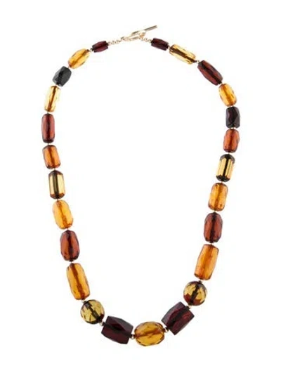 Pre-owned Necklace 14k Amber Bead Strand , 19" In Multi