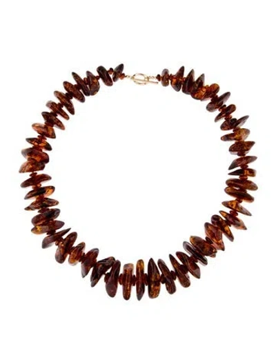 Pre-owned Necklace 14k Amber Beads Collar , 22" In Multi