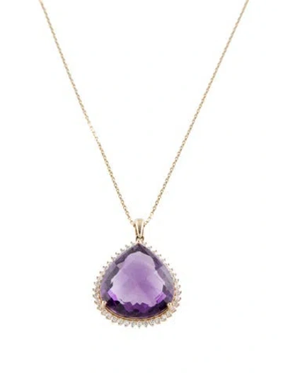 Pre-owned Necklace 14k Amethyst & 1.23ctw Diamond Pendant , 18" In Multi