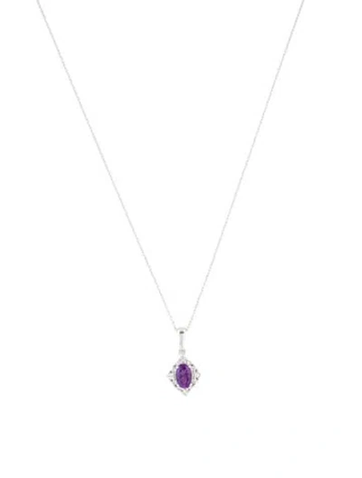Pre-owned Necklace 14k Amethyst & Diamond Pendant , 18" In Multi