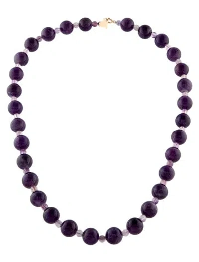 Pre-owned Necklace 14k Amethyst & Fluorite Bead Strand, 17.5" In Multi