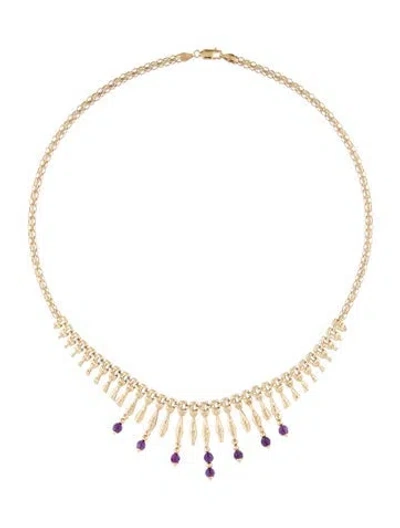 Pre-owned Necklace 14k Amethyst Bead Cleopatra Fringe Collar , 18" In Multi