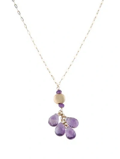 Pre-owned Necklace 14k Amethyst Bead Drop Pendant , 18" In Multi