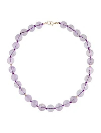 Pre-owned Necklace 14k Amethyst Bead Strand Choker , 15" In Multi