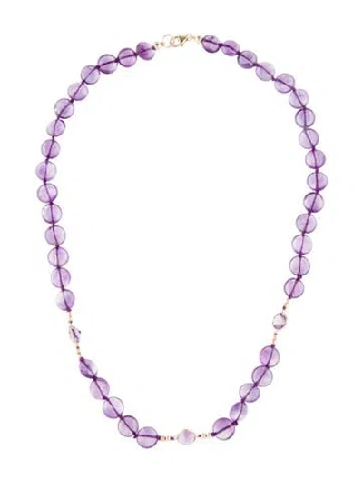 Pre-owned Necklace 14k Amethyst Bead Strand Station , 17" In Multi
