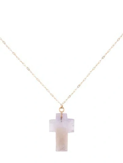 Pre-owned Necklace 14k Amethyst Cross Pendant , 18" In Multi