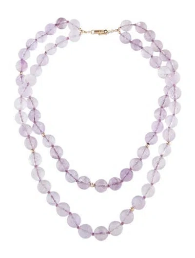 Pre-owned Necklace 14k Amethyst Double Strand Bead , 18" In Multi