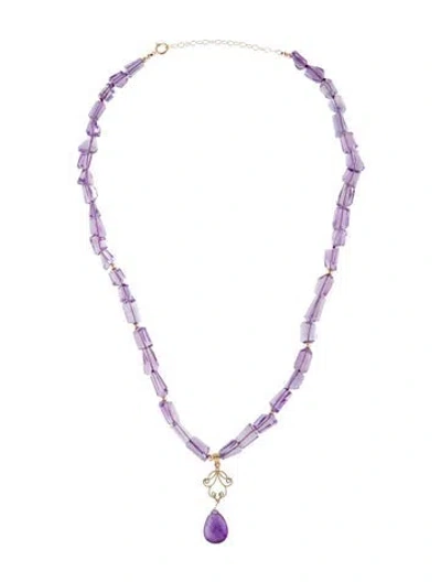 Pre-owned Necklace 14k Amethyst Drop Pendant , 18", 18" In Multi