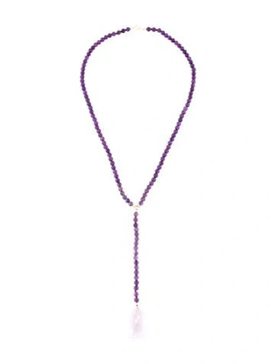 Pre-owned Necklace 14k Amethyst Fish Beaded Lavalier , 18" In Multi