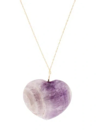 Pre-owned Necklace 14k Amethyst Heart Pendant , 18" In Multi