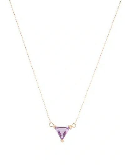 Pre-owned Necklace 14k Amethyst Pendant , 18.25" In Multi