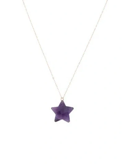 Pre-owned Necklace 14k Amethyst Star Pendant , 17.75" In Multi