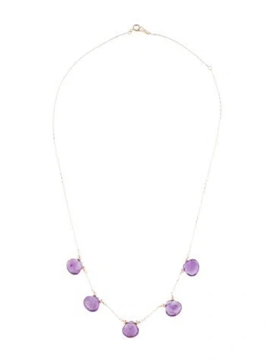 Pre-owned Necklace 14k Amethyst Station , 17.5" In Multi