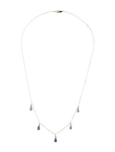Pre-owned Necklace 14k Amethyst Station , 17.75" In Multi