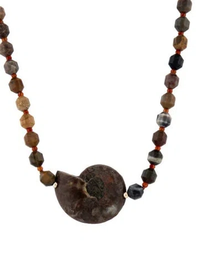 Pre-owned Necklace 14k Ammolite & Jasper Bead , 19.5" In Multi