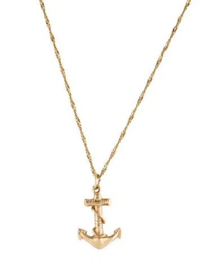 Pre-owned Necklace 14k Anchor Pendant , 18" In Multi