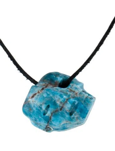 Pre-owned Necklace 14k Apatite Face Pendant , 19.5" In Black