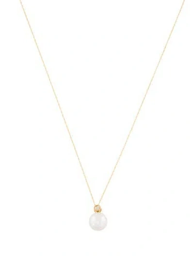 Pre-owned Necklace 14k Aquamarine & Pearl Pendant , 18" In Multi