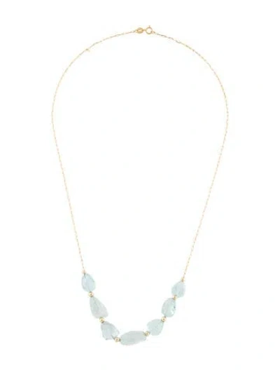 Pre-owned Necklace 14k Aquamarine Bead Collar , 18" In Multi
