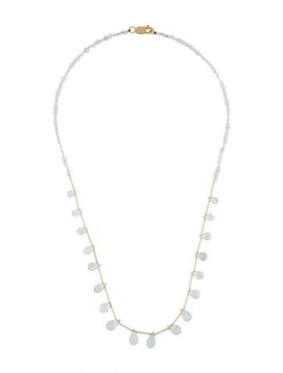 Pre-owned Necklace 14k Aquamarine Bead Strand , 18" In Multi
