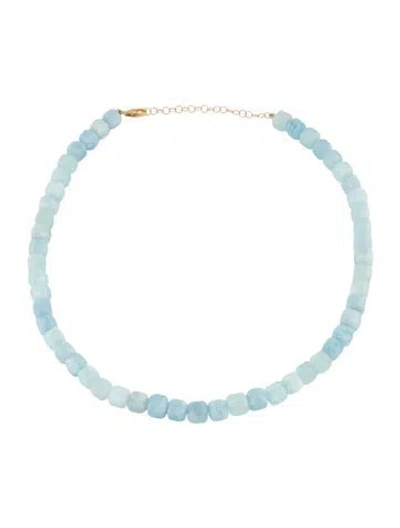 Pre-owned Necklace 14k Aquamarine Bead Strand , 18" In Multi
