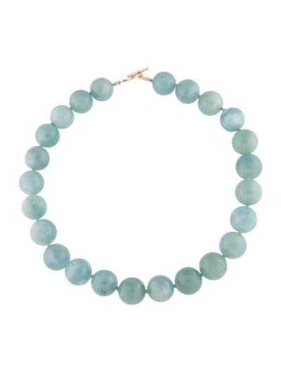 Pre-owned Necklace 14k Aquamarine Beaded Toggle , 18.75" In Multi