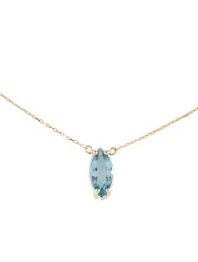 Pre-owned Necklace 14k Aquamarine Pendant , 16" In Multi