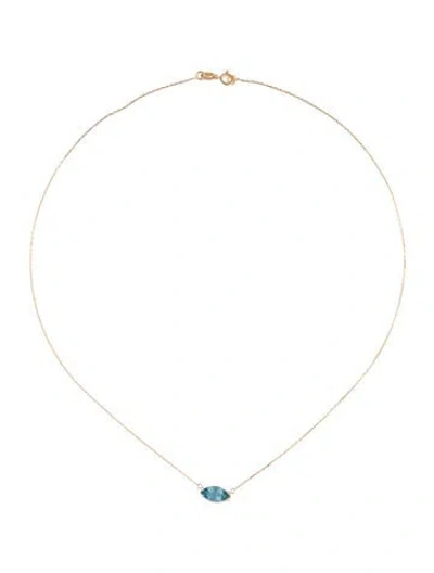 Pre-owned Necklace 14k Aquamarine Pendant , 16" In Multi