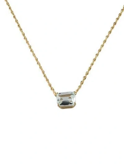 Pre-owned Necklace 14k Aquamarine Pendant , 16" In Multi