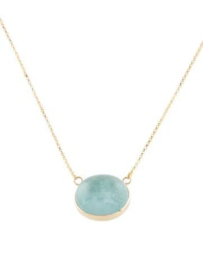 Pre-owned Necklace 14k Aquamarine Pendant , 16.5" In Multi